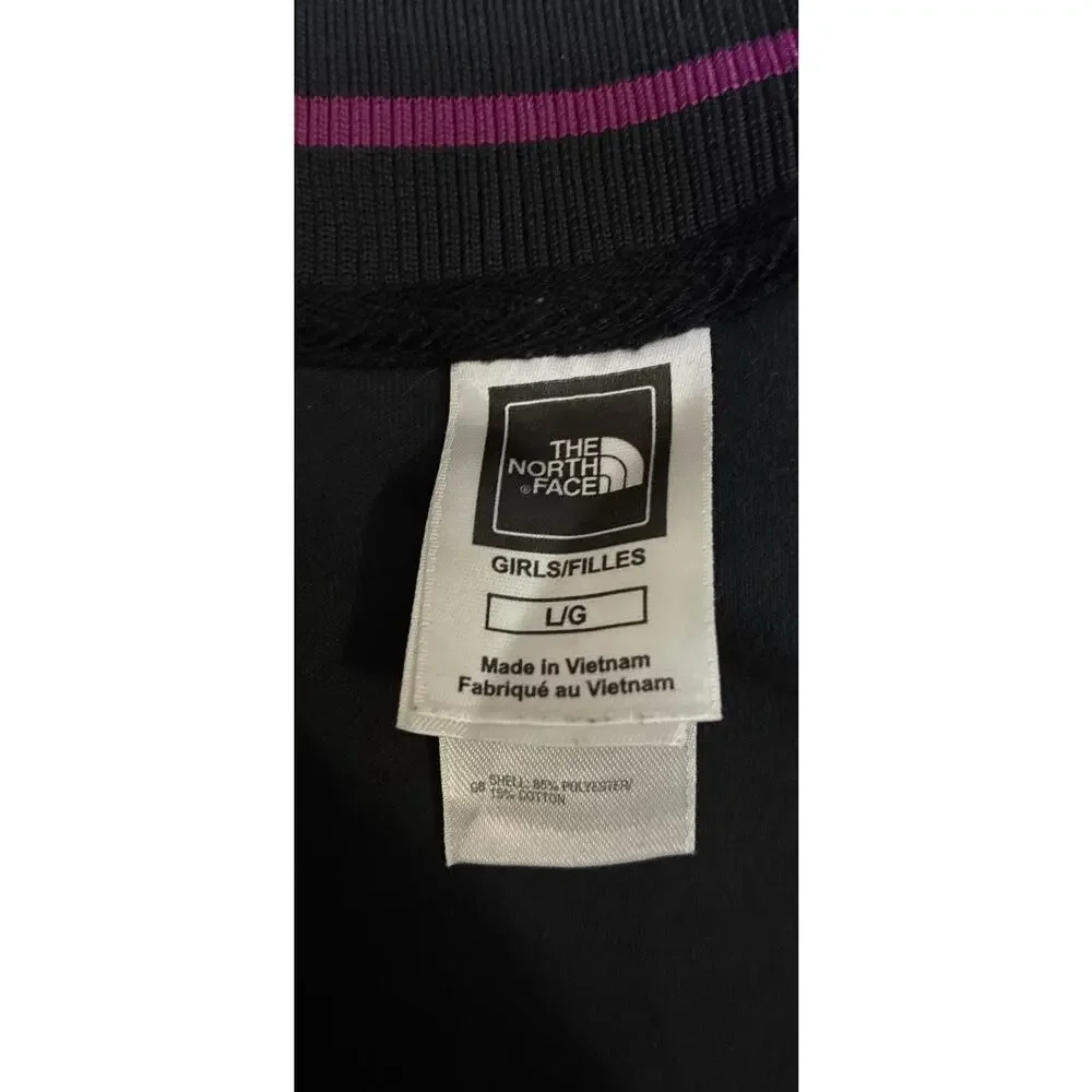 The North Face Sz Youth L Black Hot Pink LS Pkts Full Zip READ